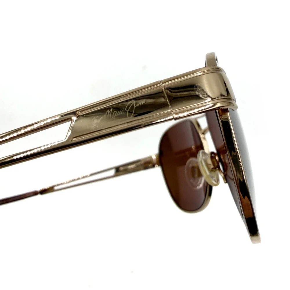 Maui Jim Mahina Sunglasses Gold Alloy Aviator Polarized Metal Frame MJ-229-16